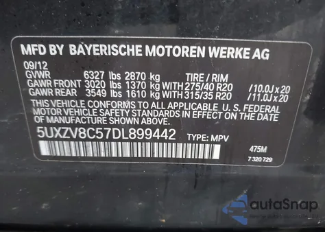 2013 BMW X5 xDrive50I from USA, damaged, VIN 5UXZV8C57DL899442